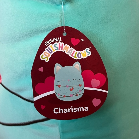 😻 Charisma Teal Cat Heart String Lights Valentines Day Squishmallows 16” BNWT - Picture 4 of 6